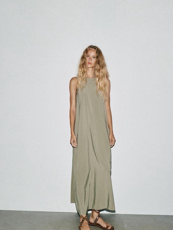 Zara Dresses & Skirts - Zara Olive Green Sleeveless Maxi Dress Size S